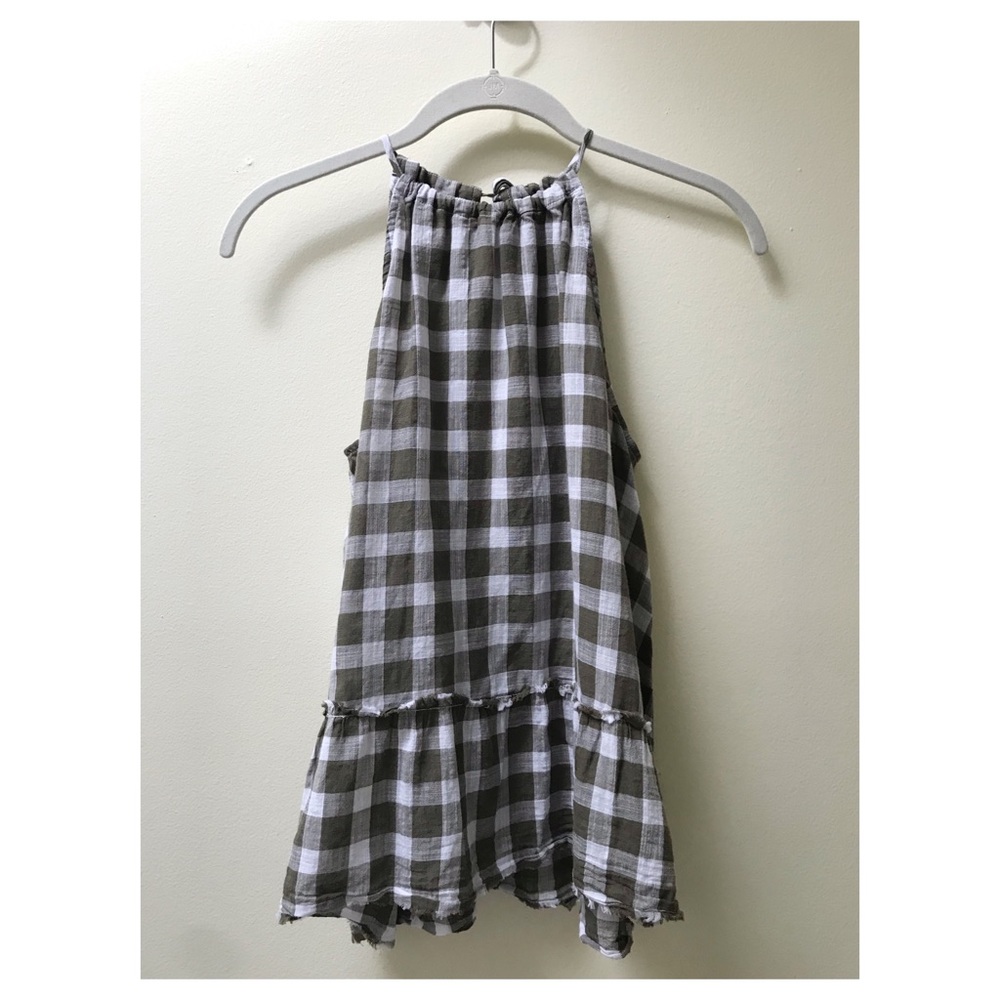 Anthropologie C&S Halter Peplum Gingham Top